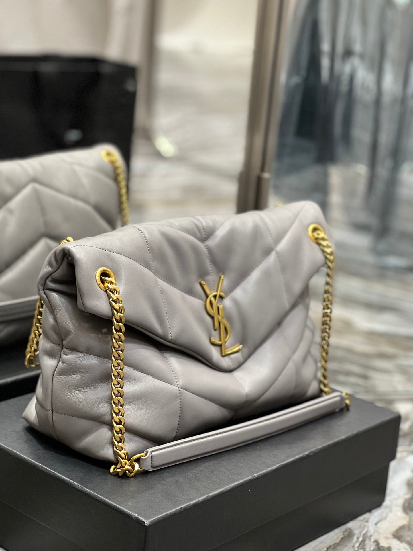 Saint Laurent Toy Loulou Quilted Leather Shoulder Bag - Grey