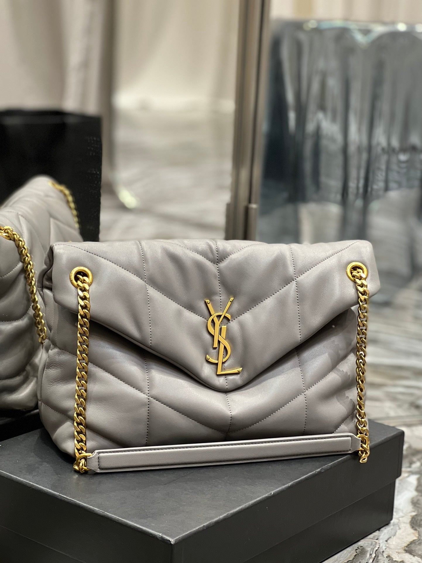 Saint Laurent Toy Loulou Quilted Leather Shoulder Bag - Grey