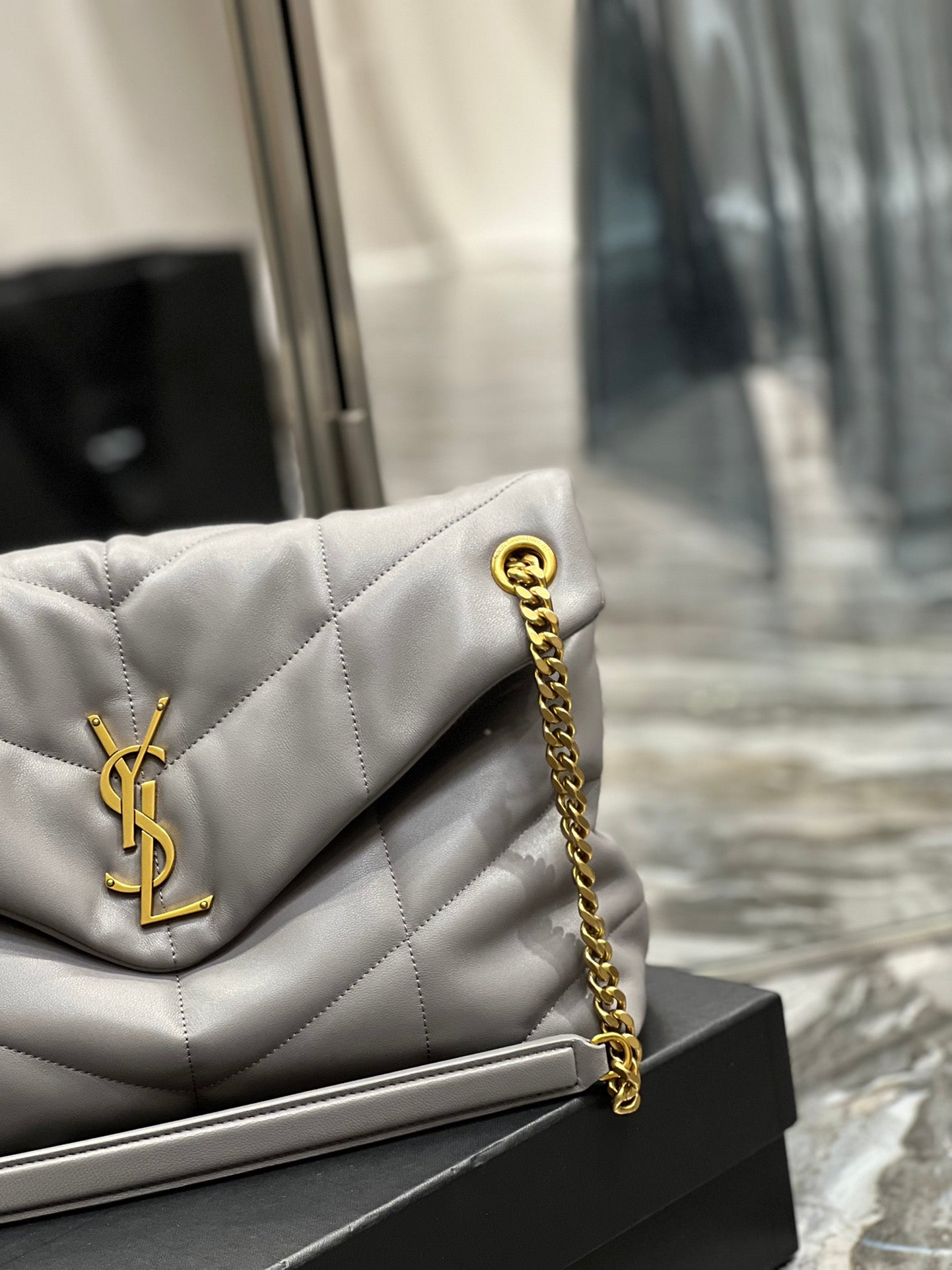 Saint Laurent Toy Loulou Quilted Leather Shoulder Bag - Grey