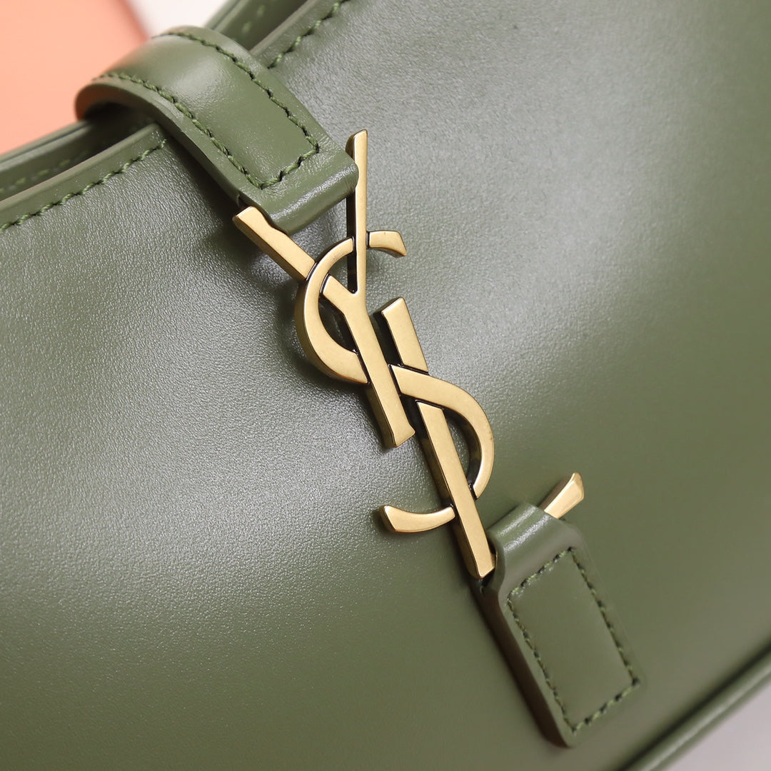 Saint Laurent Le 5 à 7 Leather Hobo Bag in Olive Green
