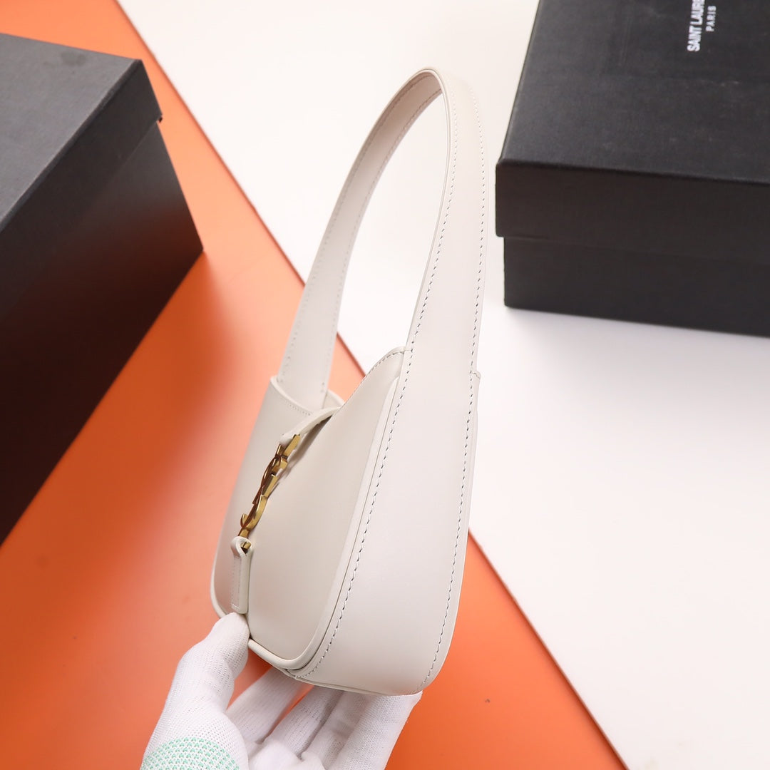Saint Laurent Le 5 à 7 Leather Hobo Bag - White