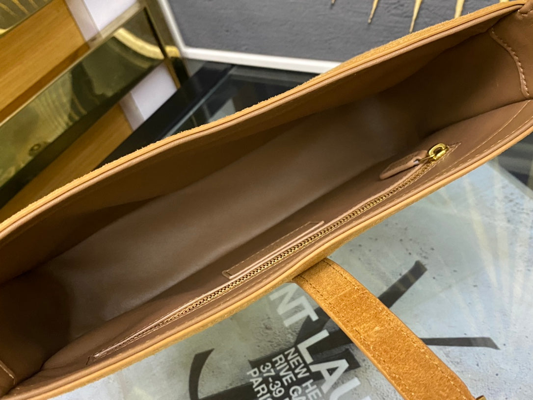 Saint Laurent Le 5 à 7 Suede Hobo Bag - Tan