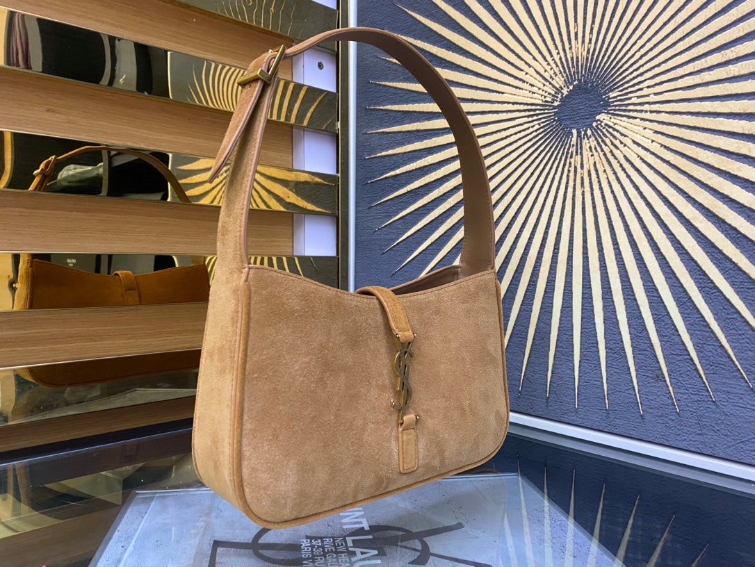 Saint Laurent Le 5 à 7 Suede Hobo Bag - Tan