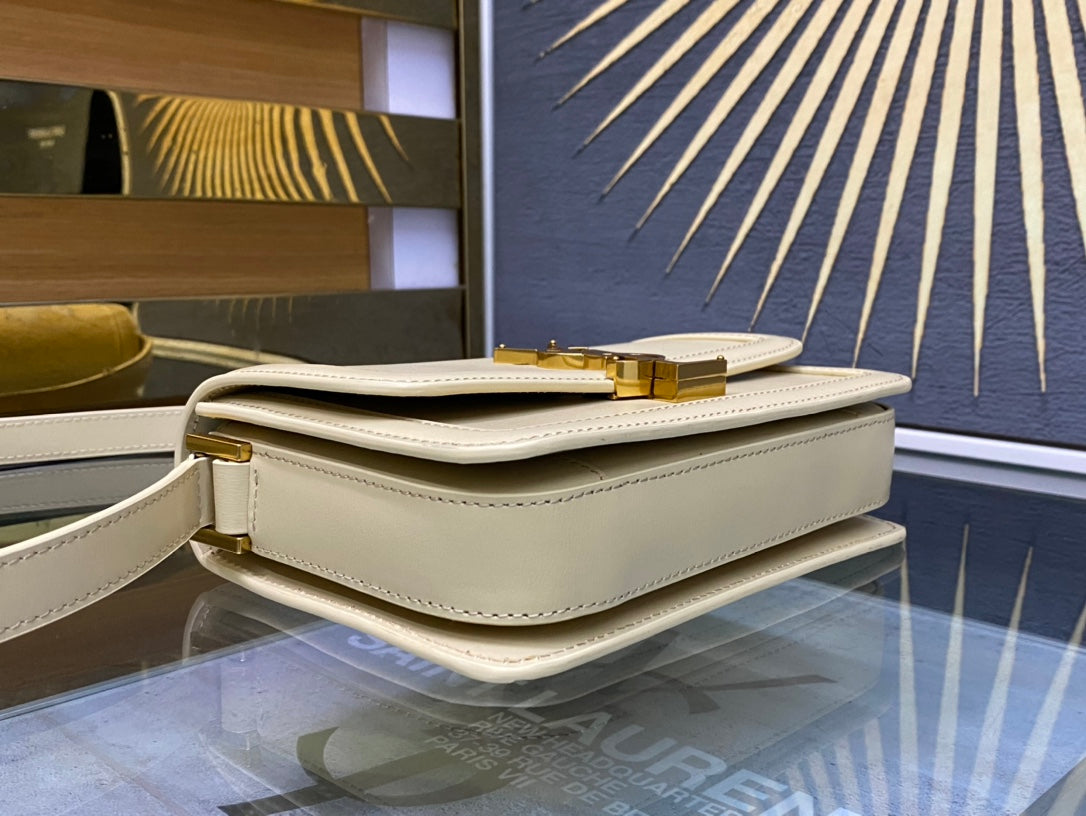 Saint Laurent Solferino Small Satchel in White Box Leather