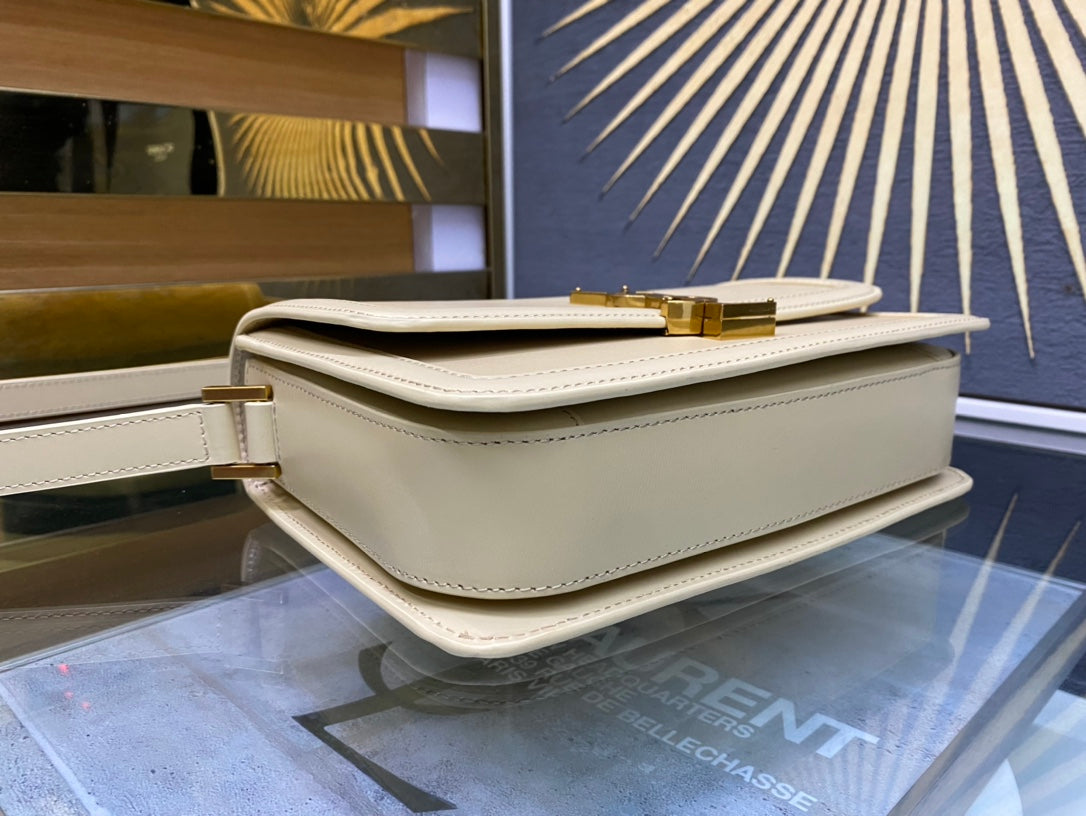 Saint Laurent Solferino Small Satchel in Cream Smooth Leather