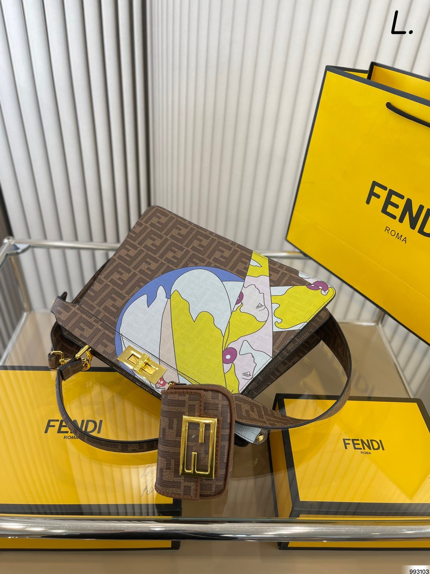 Fendi Monogram Peekaboo ISeeU Handbag Set with Mini Bag and Folding Box