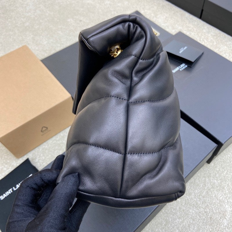 Saint Laurent Loulou Puffer Medium Shoulder Bag in Black Quilted Lambskin