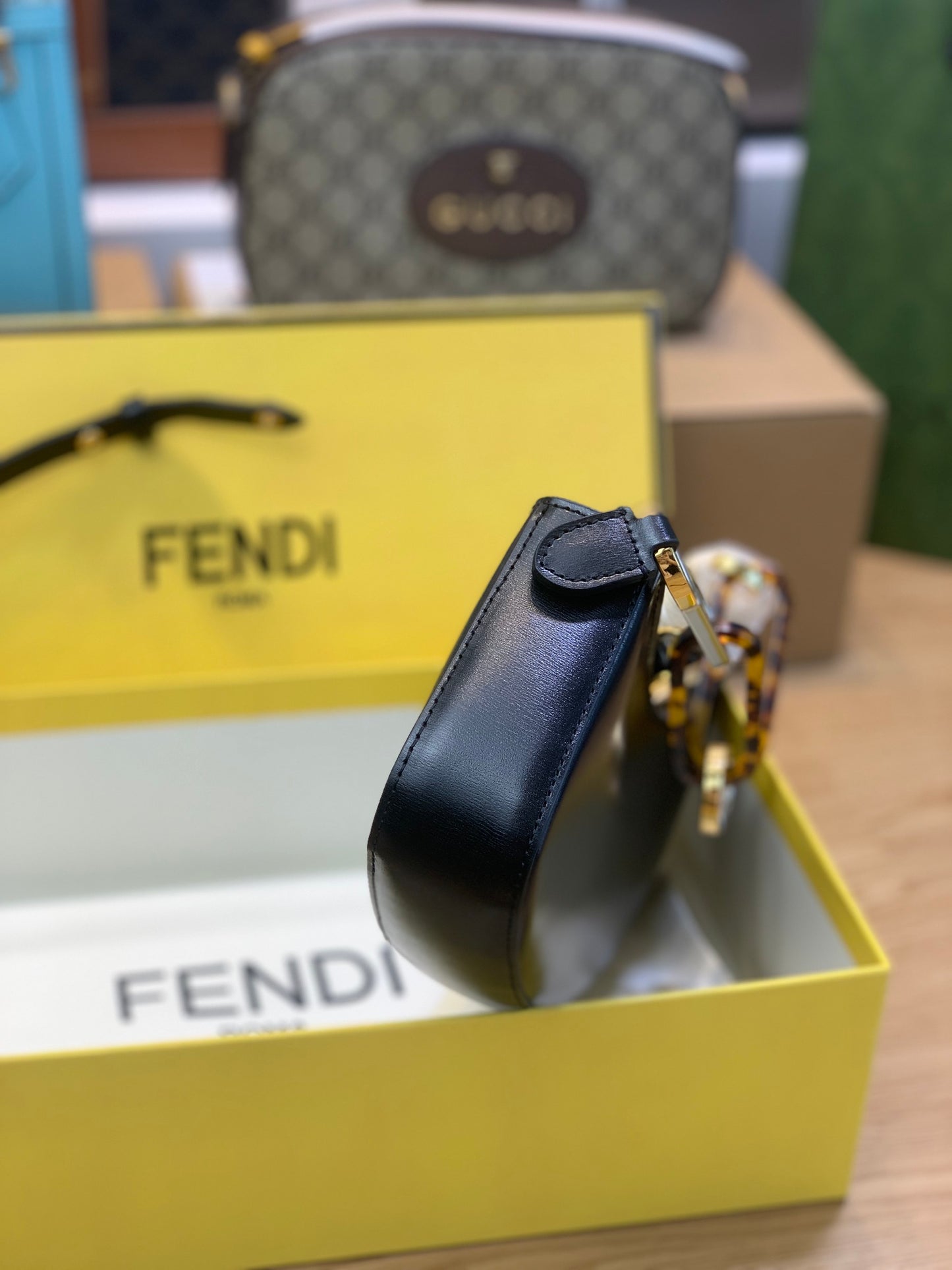 Fendi Fendigraphy Small Black Leather Hobo Bag - Luxury Designer Handbag