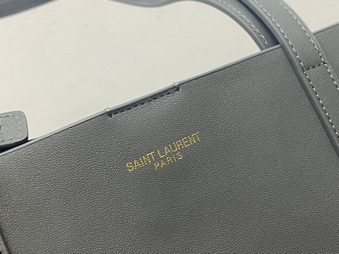 Saint Laurent Grey Leather Shopping Tote Bag