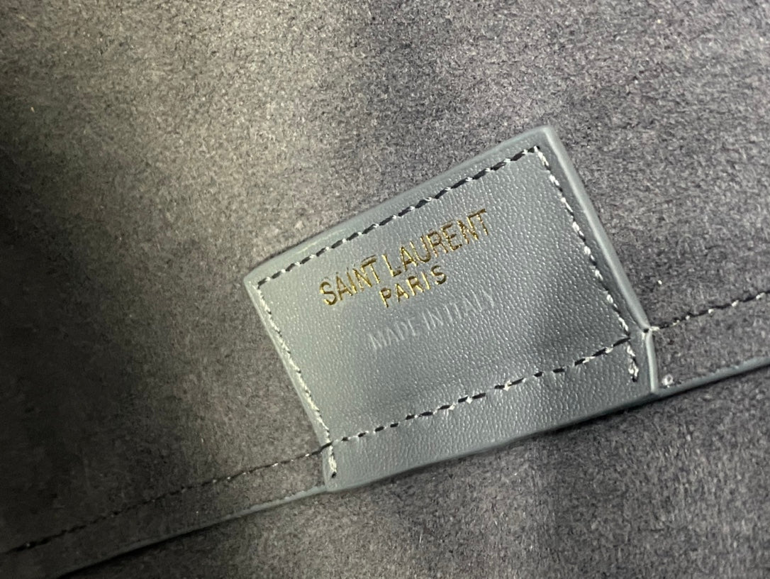 Saint Laurent Grey Leather Shopping Tote Bag