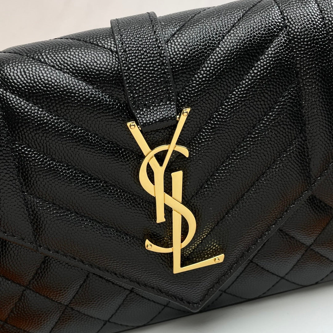 Saint Laurent Cassandre Quilted Leather Flap Shoulder Bag in Black