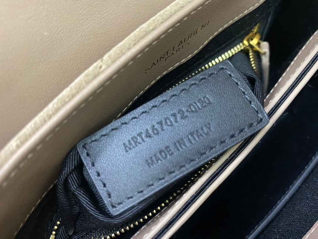 Saint Laurent Loulou Toy Bag in Matelassé Suede - Taupe