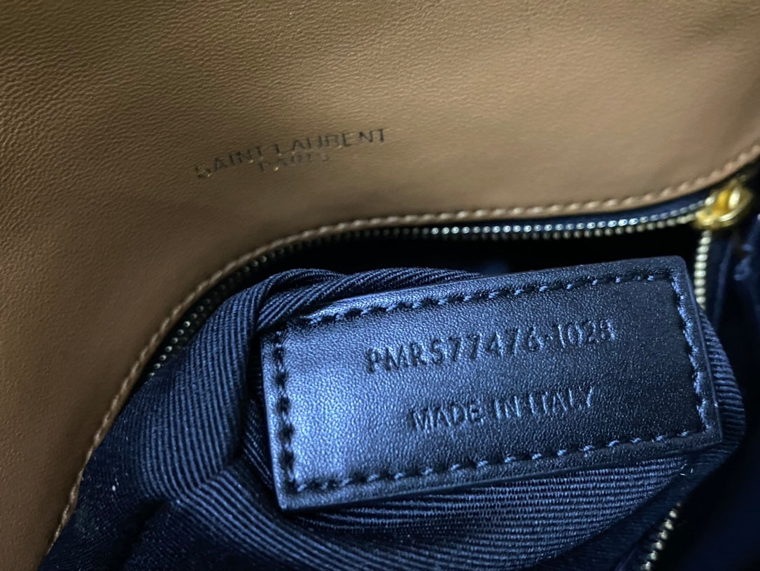 Saint Laurent Loulou Puffer Small Bag in Quilted Lambskin - Tan