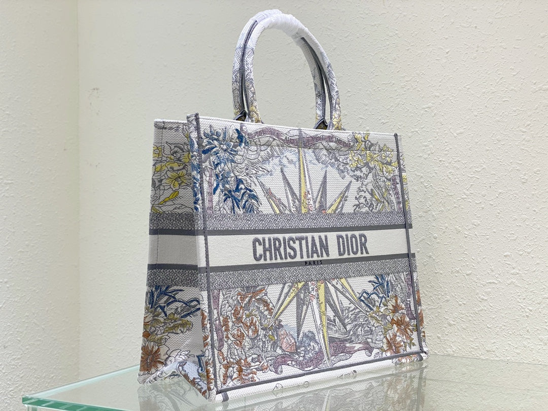 Christian Dior Large Book Tote Multicolored Zodiac Constellation Embroidery Bag