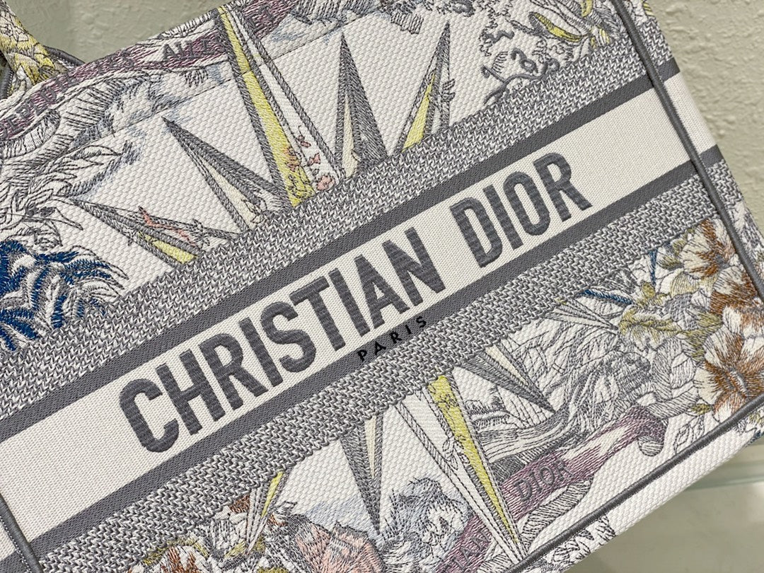 Christian Dior Medium Book Tote Bag with Zodiac Embroidery