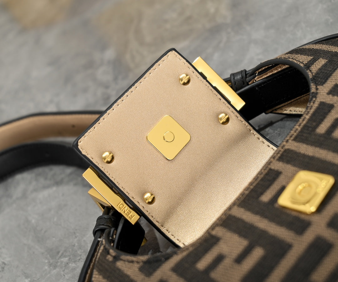 Fendi C'mon FF Monogram Canvas Nano Shoulder Bag - Brown/Tobacco