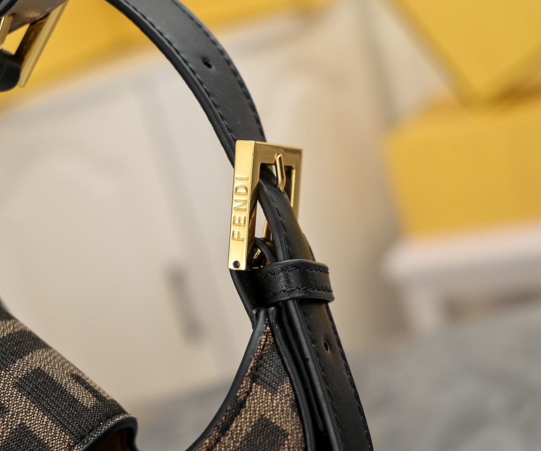 Fendi C'mon FF Monogram Canvas Nano Shoulder Bag - Brown/Tobacco