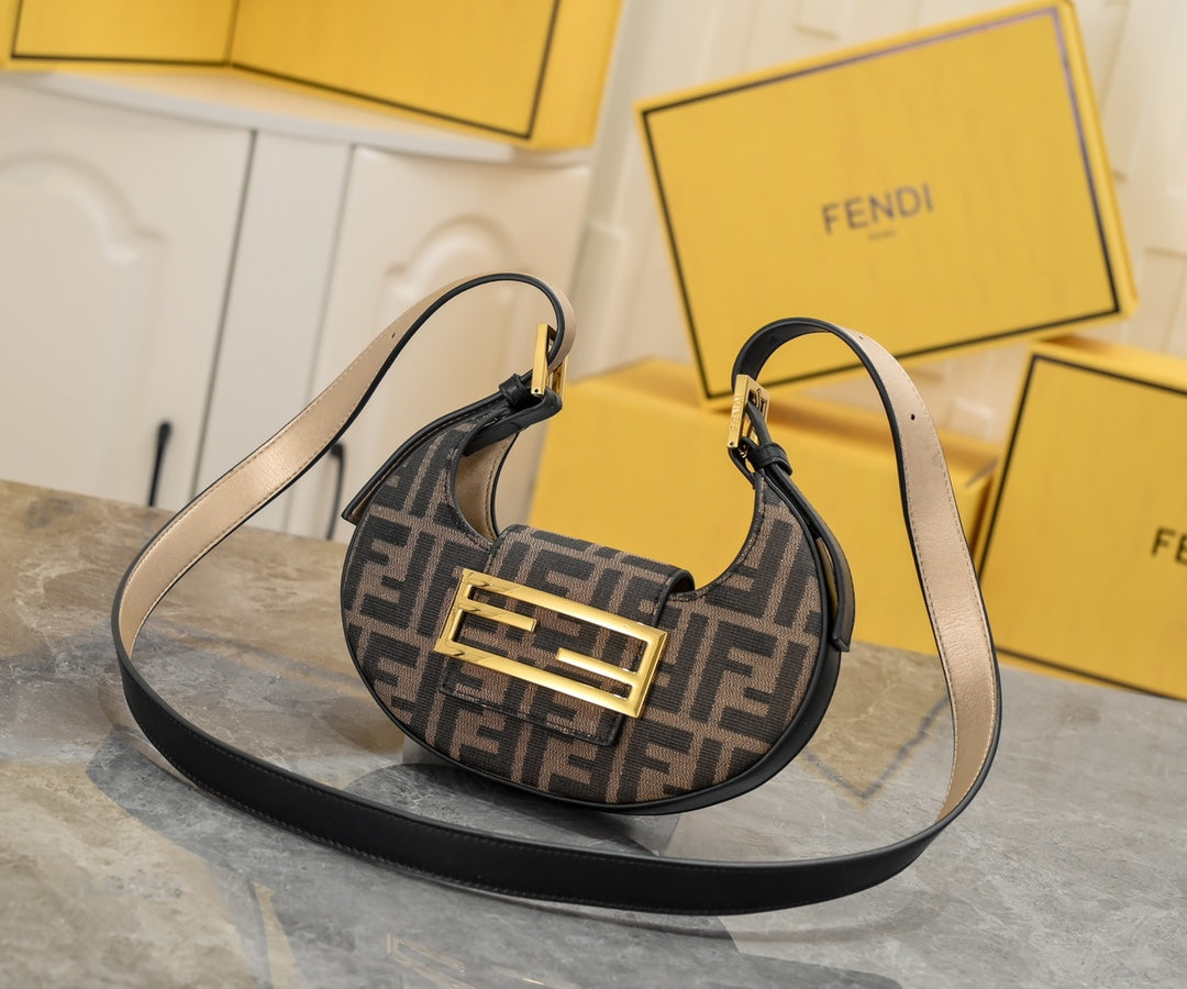 Fendi C'mon FF Monogram Canvas Nano Shoulder Bag - Brown/Tobacco