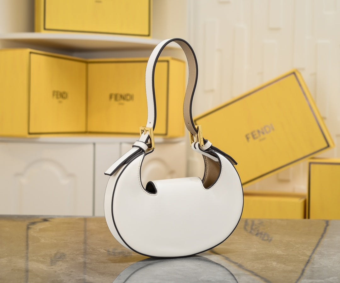Fendi C'mon Small White Leather Bag - Women's Luxury Shoulder Crossbody Bag