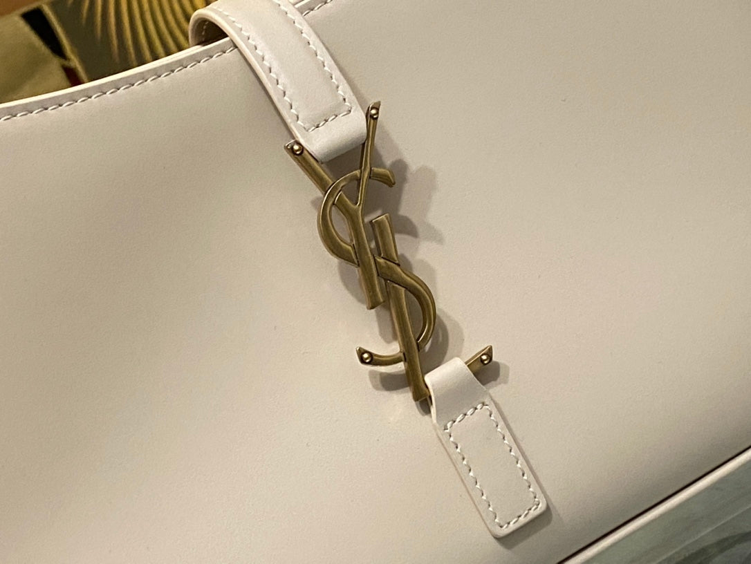 Saint Laurent Le 5 à 7 Leather Hobo Bag in Beige