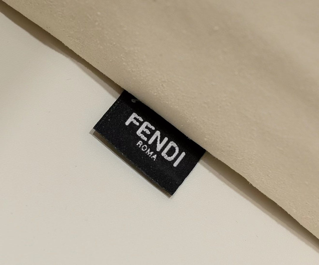 Fendi Sunshine Large White Canvas Shopper Tote Bag with Tortoiseshell Handles