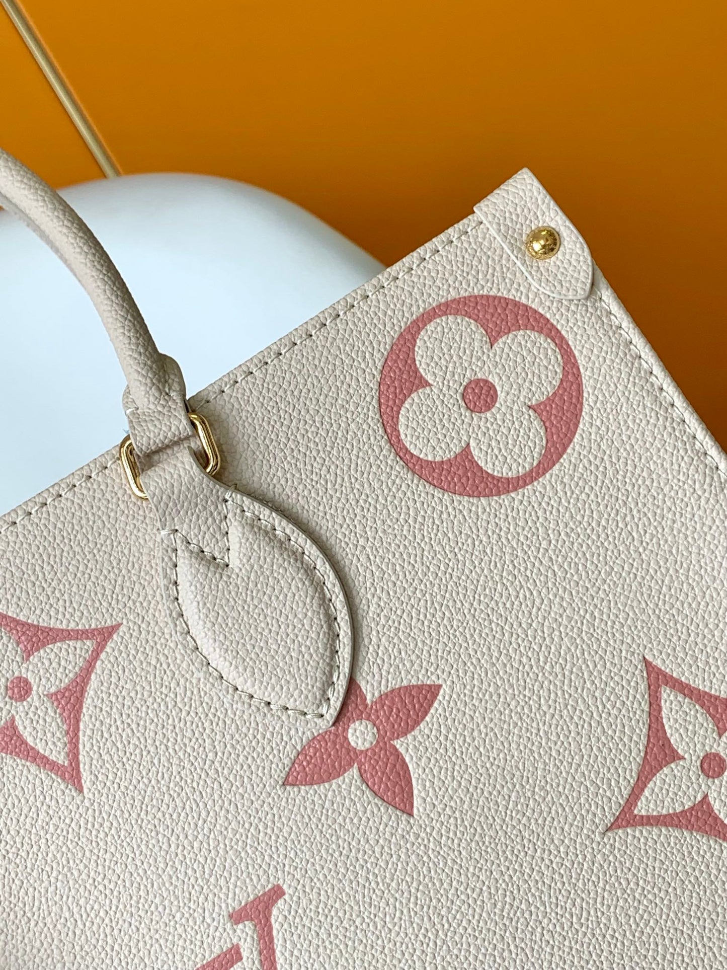 Louis Vuitton Women's OnTheGo MM Monogram Empreinte Leather Tote Bag - Cream/Pink