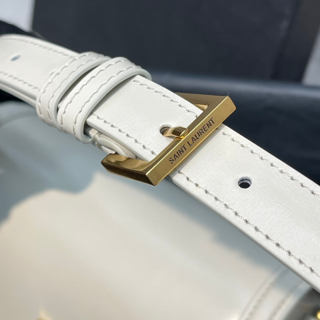Saint Laurent Solferino Small Satchel in Box Leather - Blanc Vintage