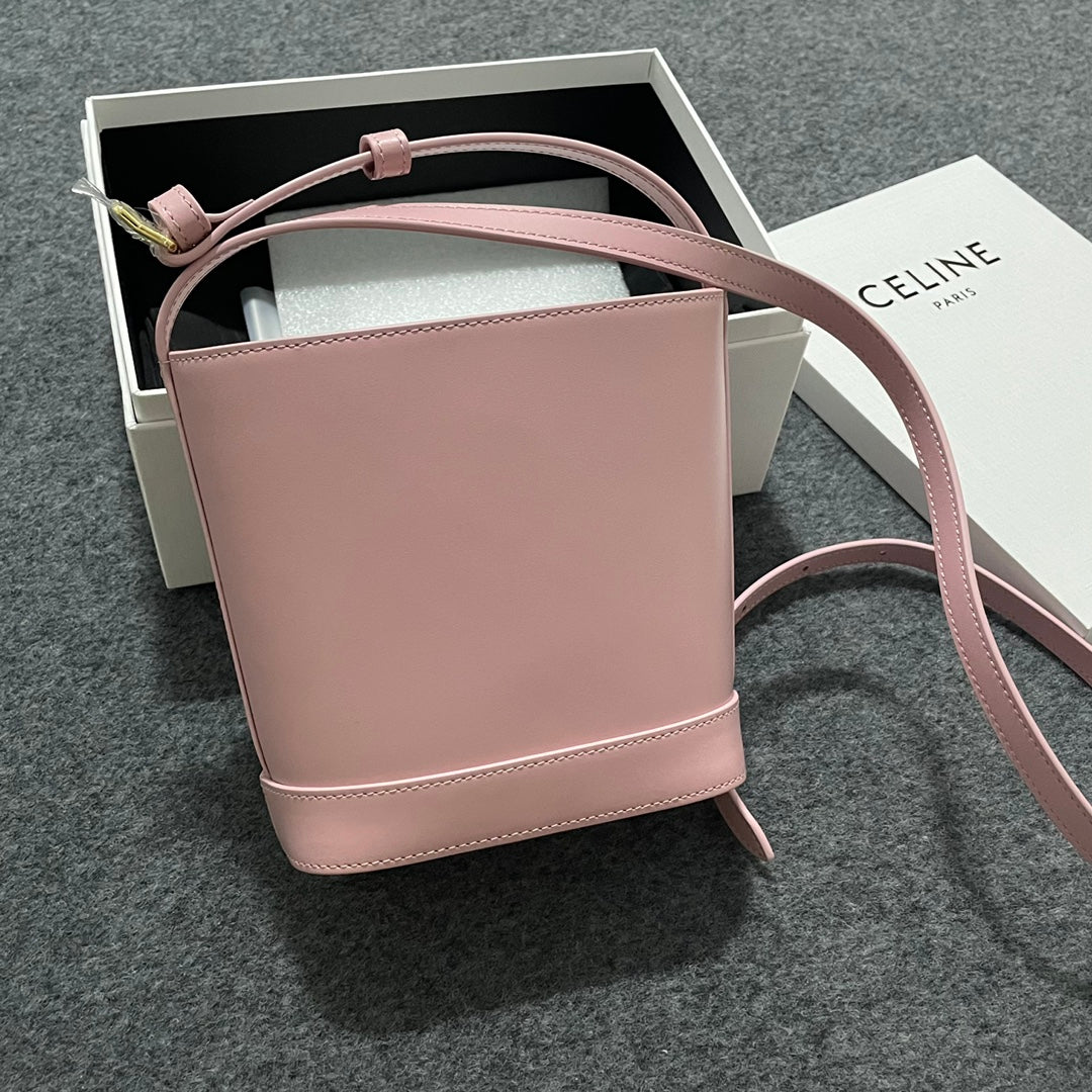 Celine Small Cuir Triomphe Bucket Bag in Pink Calfskin