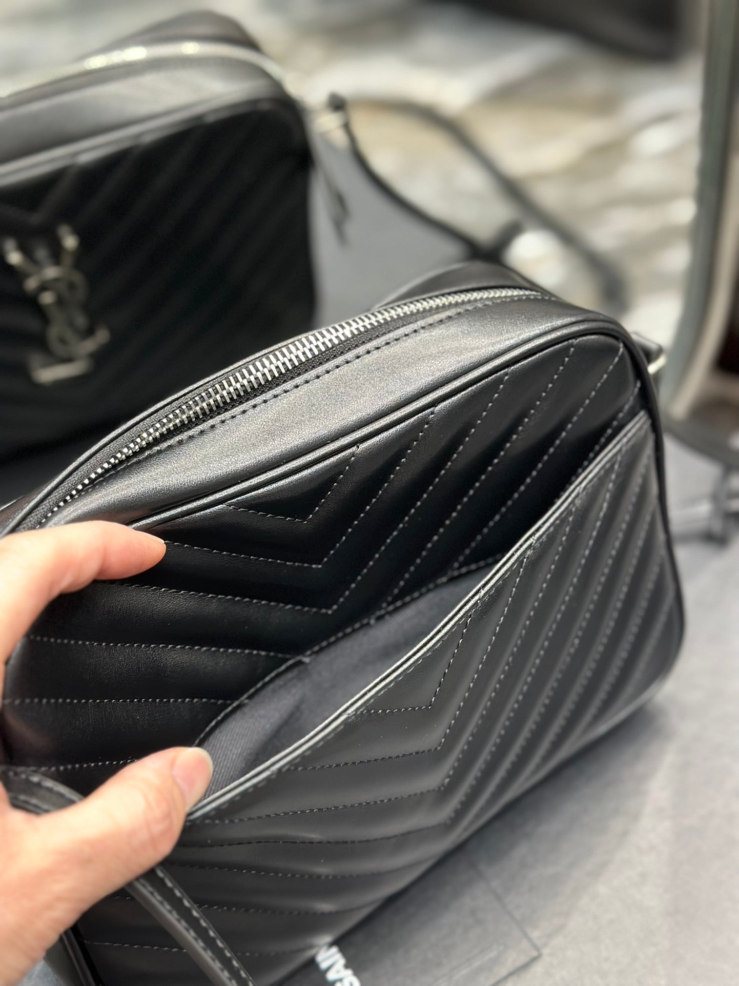 Saint Laurent Lou Camera Bag in Quilted Leather - Black