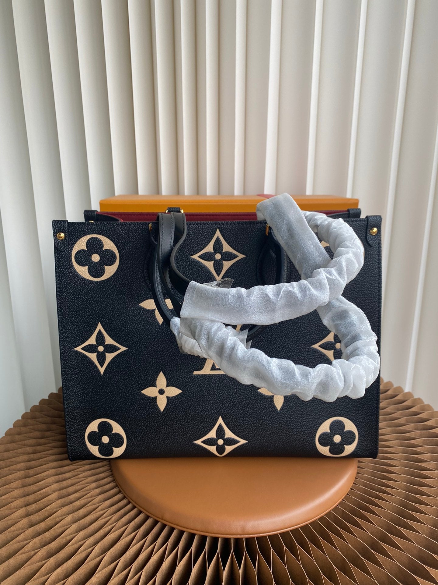 Louis Vuitton Onthego MM Monogram Empreinte Giant Leather Tote Bag - Black/Beige