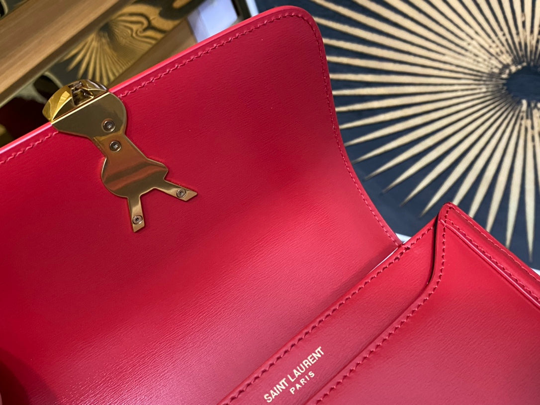 Saint Laurent Small Solferino Shoulder Bag in Red Leather
