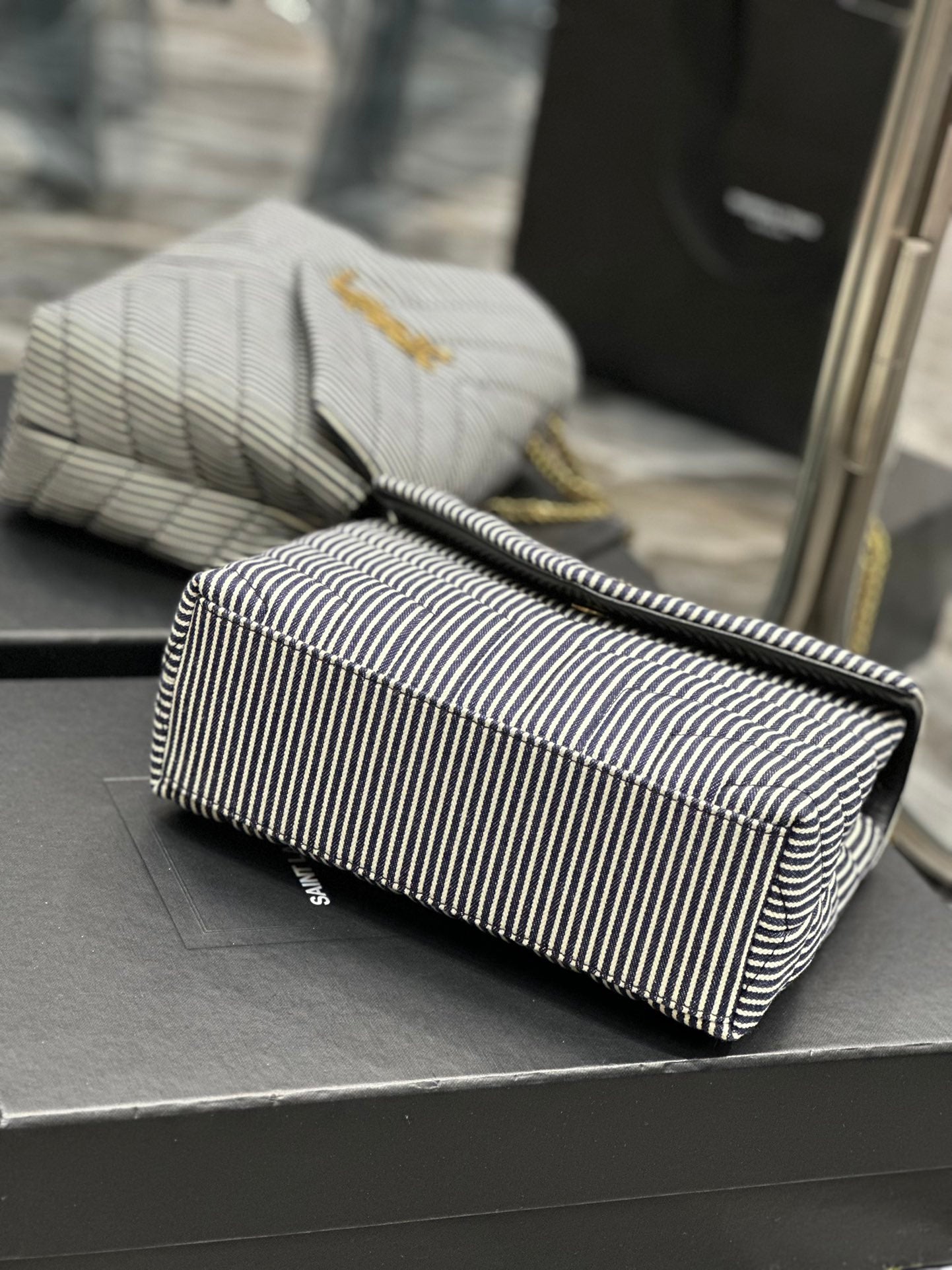 Saint Laurent Loulou Small Chain Bag in Quilted Leather - Grey