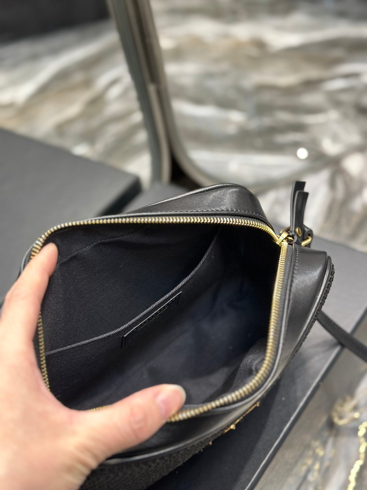 Saint Laurent Lou Camera Bag in Quilted Leather - Black