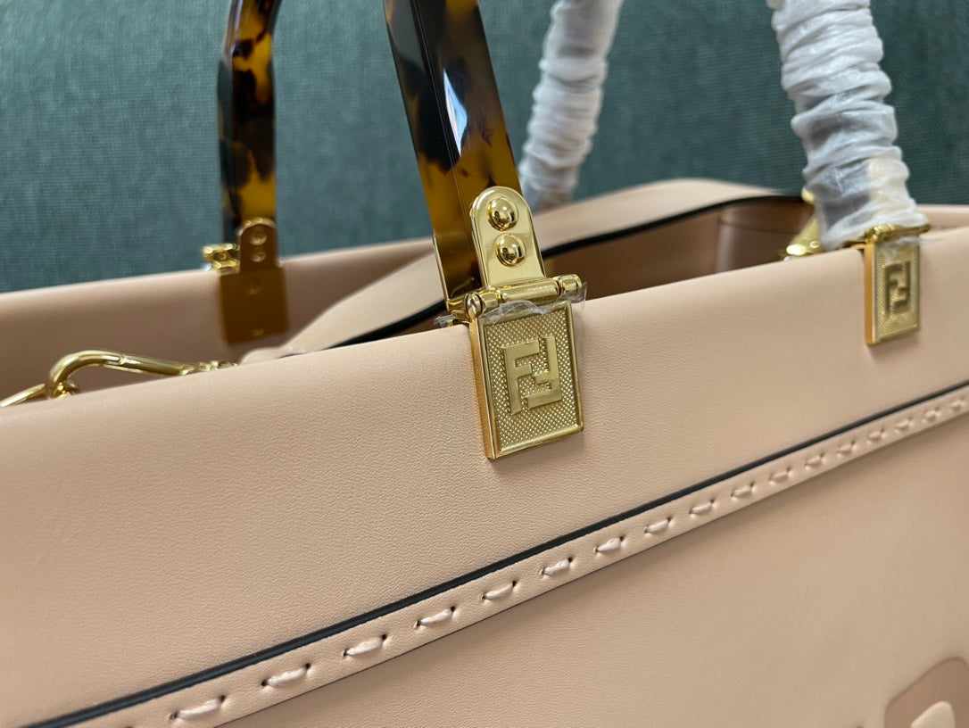 Fendi Sunshine Shopper Medium Pink Leather Tote Bag