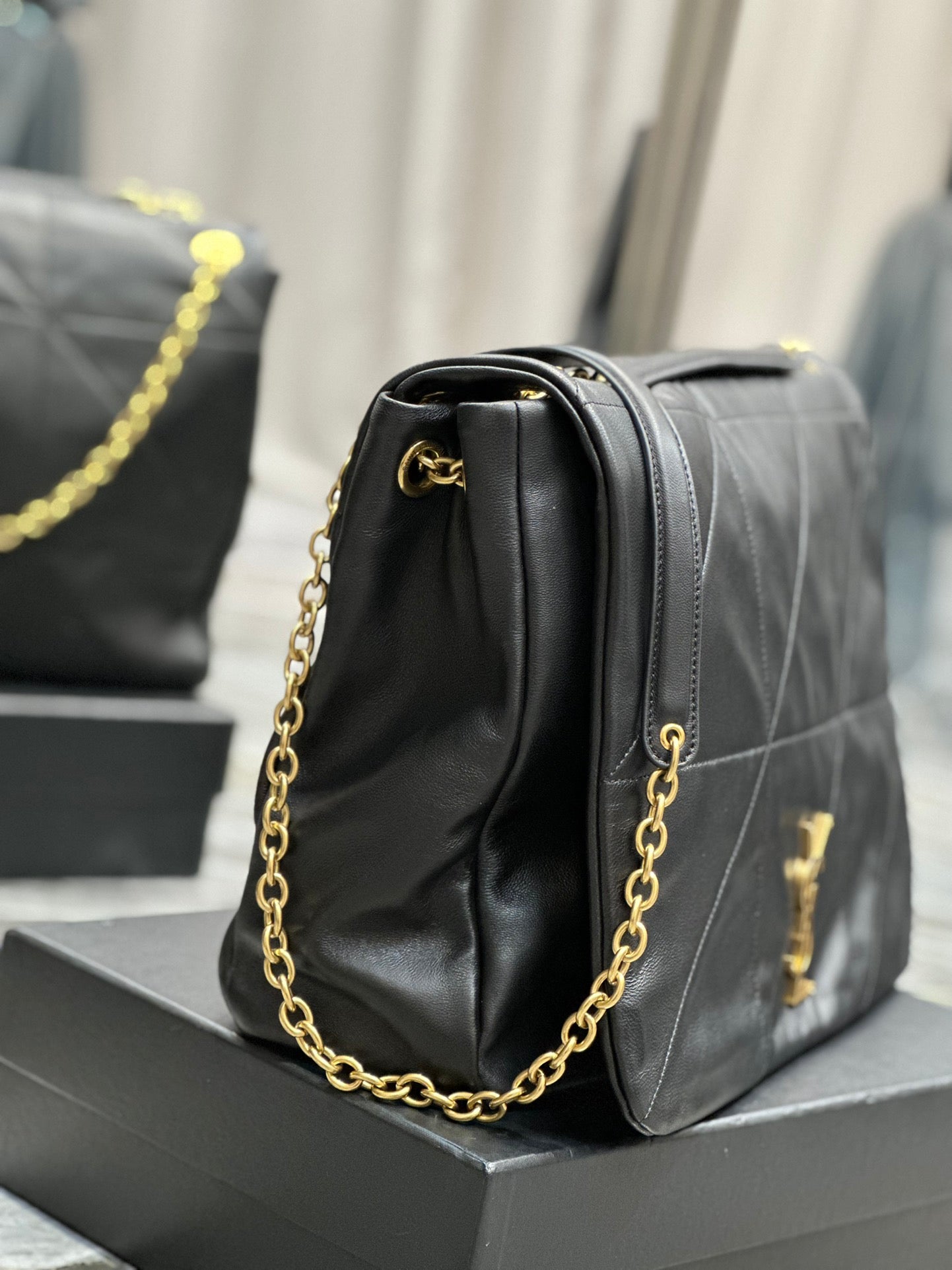 Saint Laurent YSL Jamie 4.3 Medium Quilted Lambskin Shoulder Bag in Black