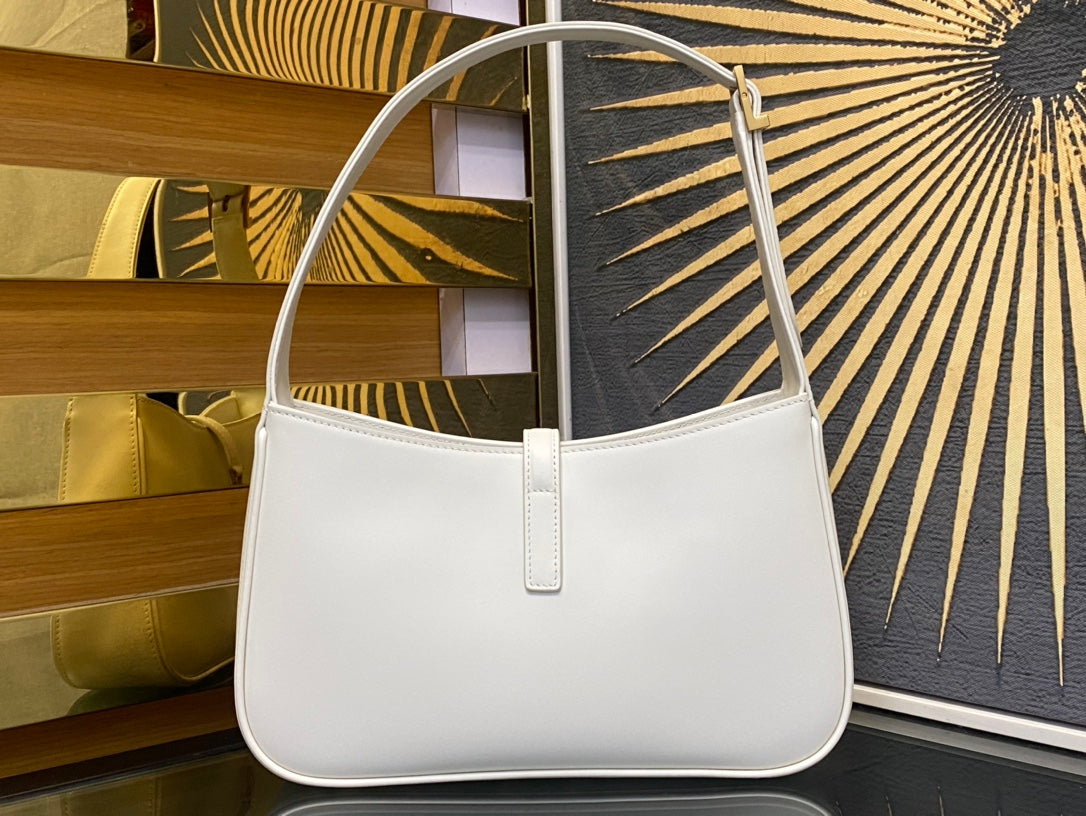 Saint Laurent Le 5 à 7 Small Hobo Bag in White Leather