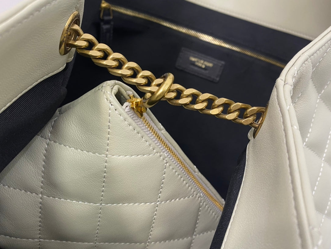 Saint Laurent Icare Maxi Shopping Bag in Quilted Leather - Sage Green