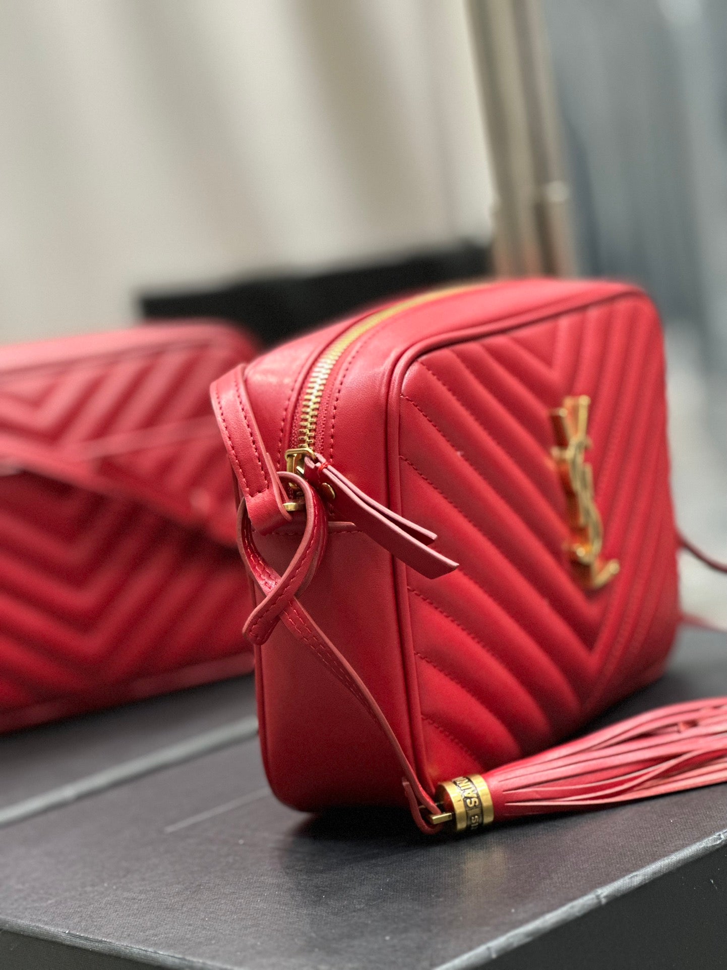 Saint Laurent Lou Camera Bag in Quilted Leather - Red