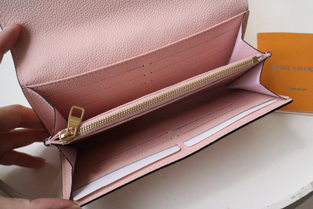Louis Vuitton Sarah Wallet Monogram Empreinte Leather Light Pink