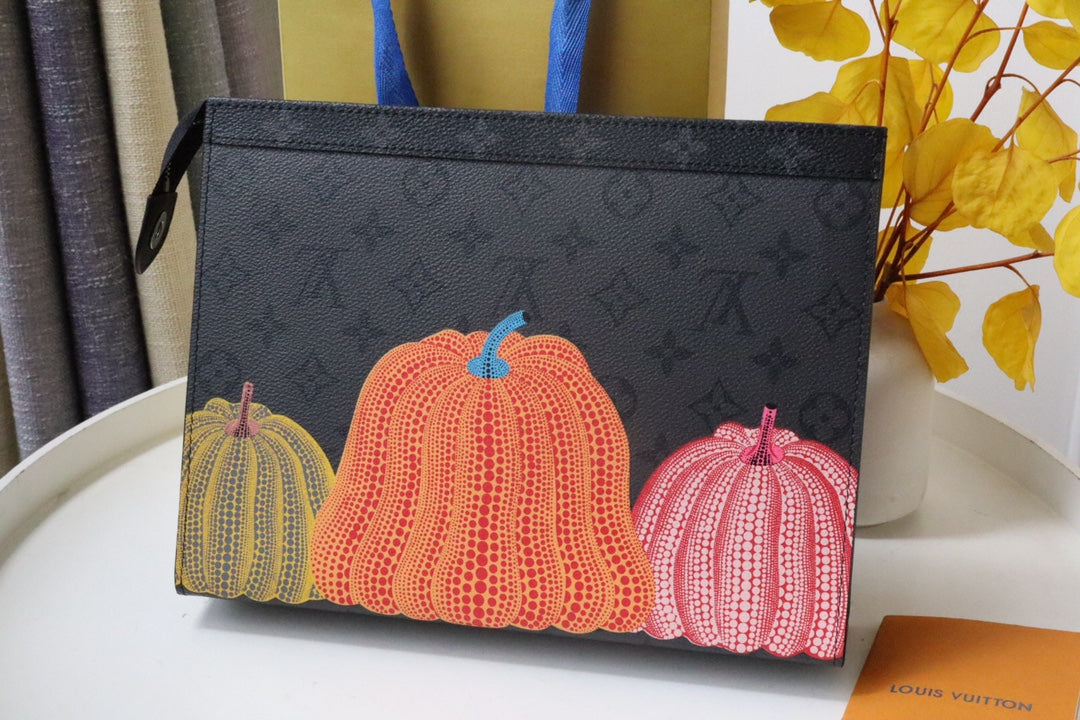 Decorative Pumpkin Print Cosmetic Pouch - Halloween &amp; Fall Themed Makeup Bag