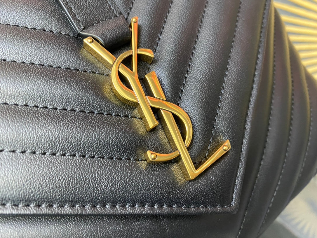 Saint Laurent College Medium Shoulder Bag in Quilted Leather - Black
