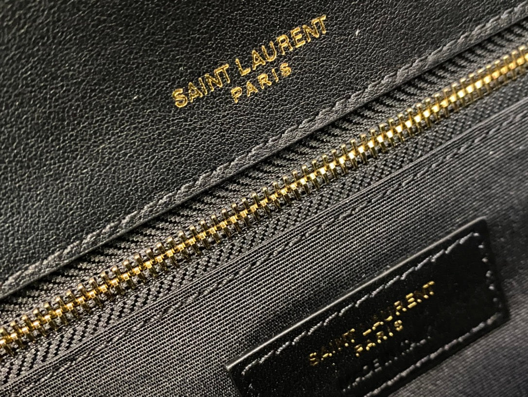 Saint Laurent Loulou Medium Shoulder Bag in Black Quilted Suede with Silver Hardware