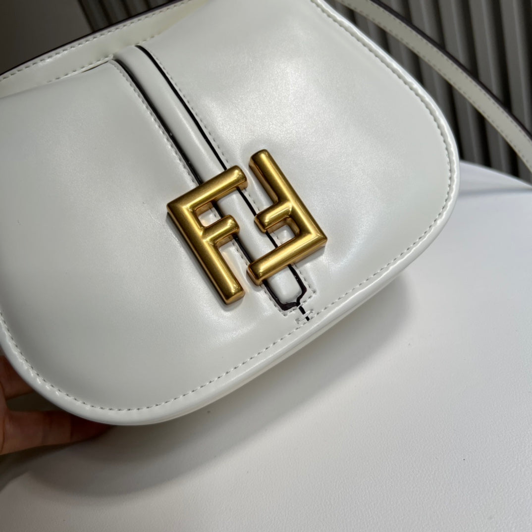 Fendi C'Mon Small White Leather Shoulder Bag
