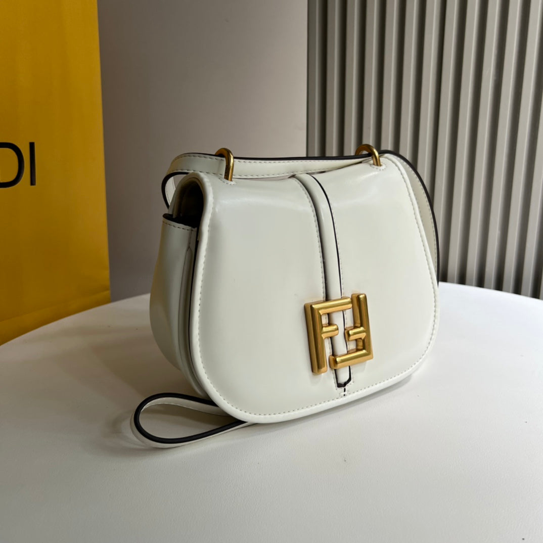 Fendi C'Mon Small White Leather Shoulder Bag