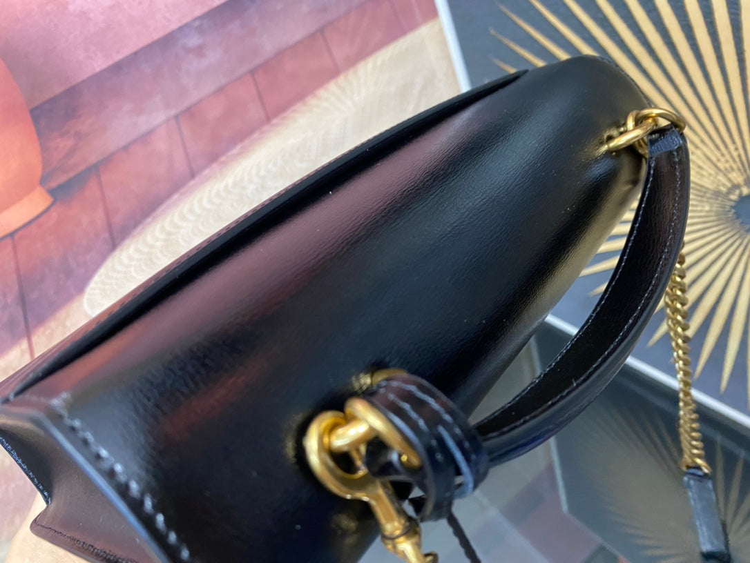 Saint Laurent Sunset Medium Shoulder Bag in Black Leather and Tan Suede