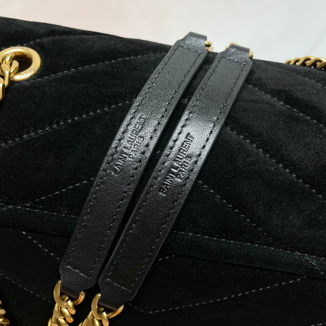 Saint Laurent Medium Loulou Bag in Black Suede with Gold Hardware