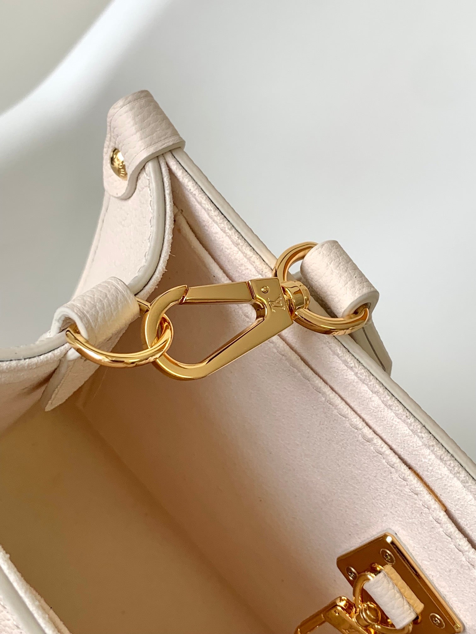 Louis Vuitton Lockme Shopper Grained Calfskin Leather Tote Bag - Beige