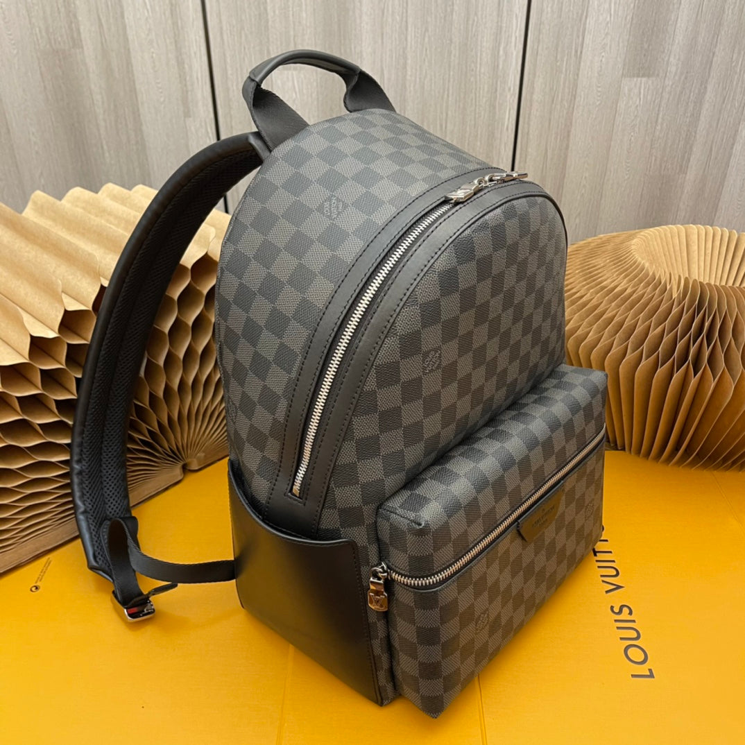 Luxury Damier Graphite Canvas Michael Backpack - Black and Grey Checkered Designer Travel Bag