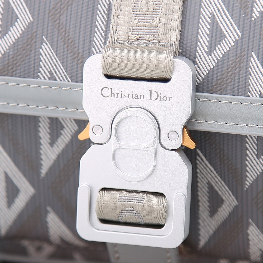 Dior Gray CD Diamond Canvas Lingot Crossbody Messenger Bag