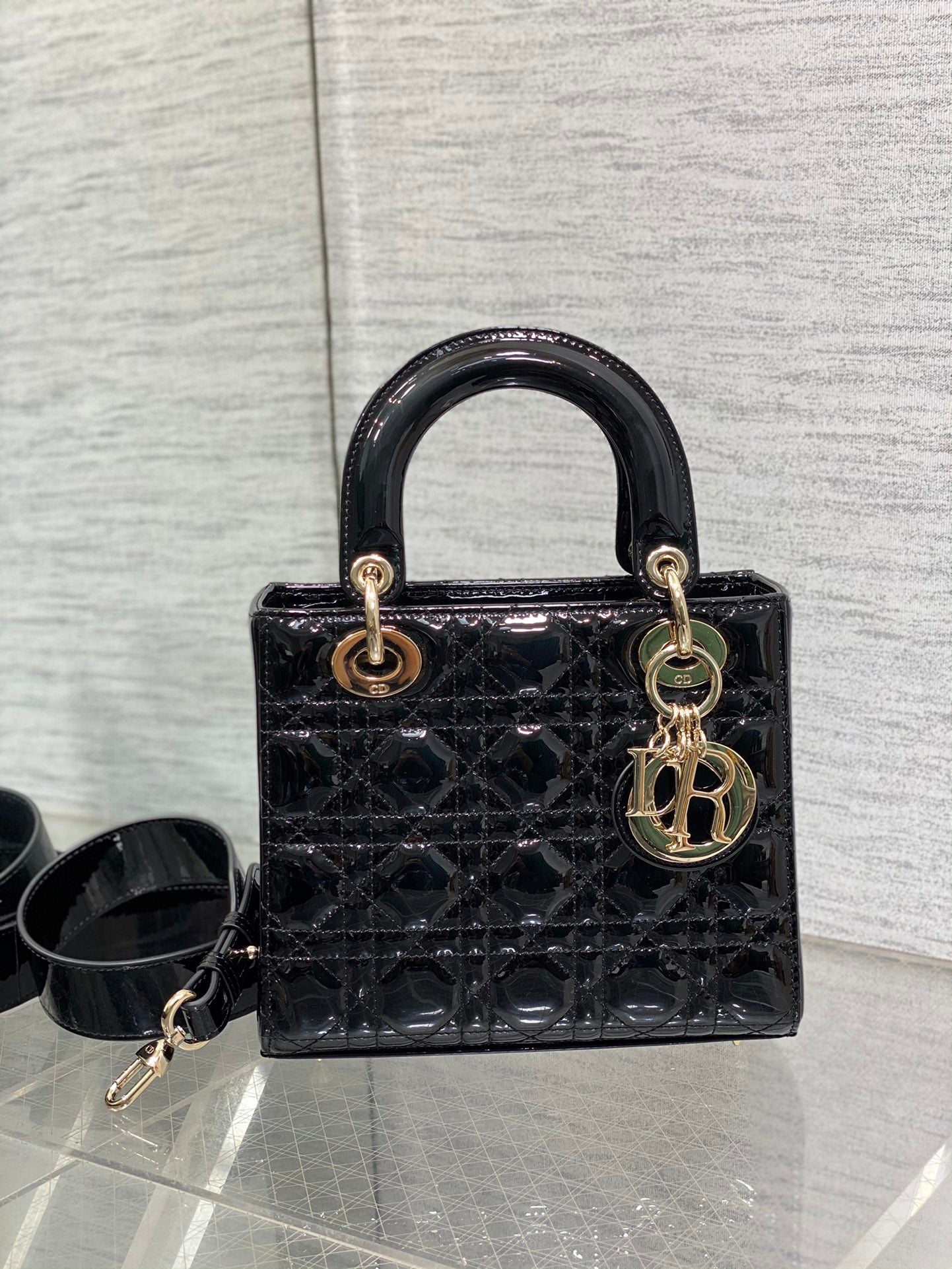 Lady Dior My ABCDior Bag - Black Cannage Lambskin with Gold-Finish Metal Charms